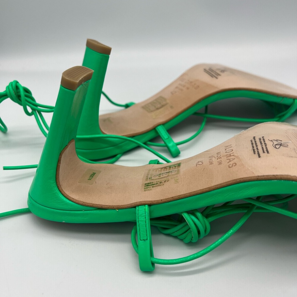ALOHAS Bellini Neon Green Heeled Lace Up Sandals New - Picture 9 of 11